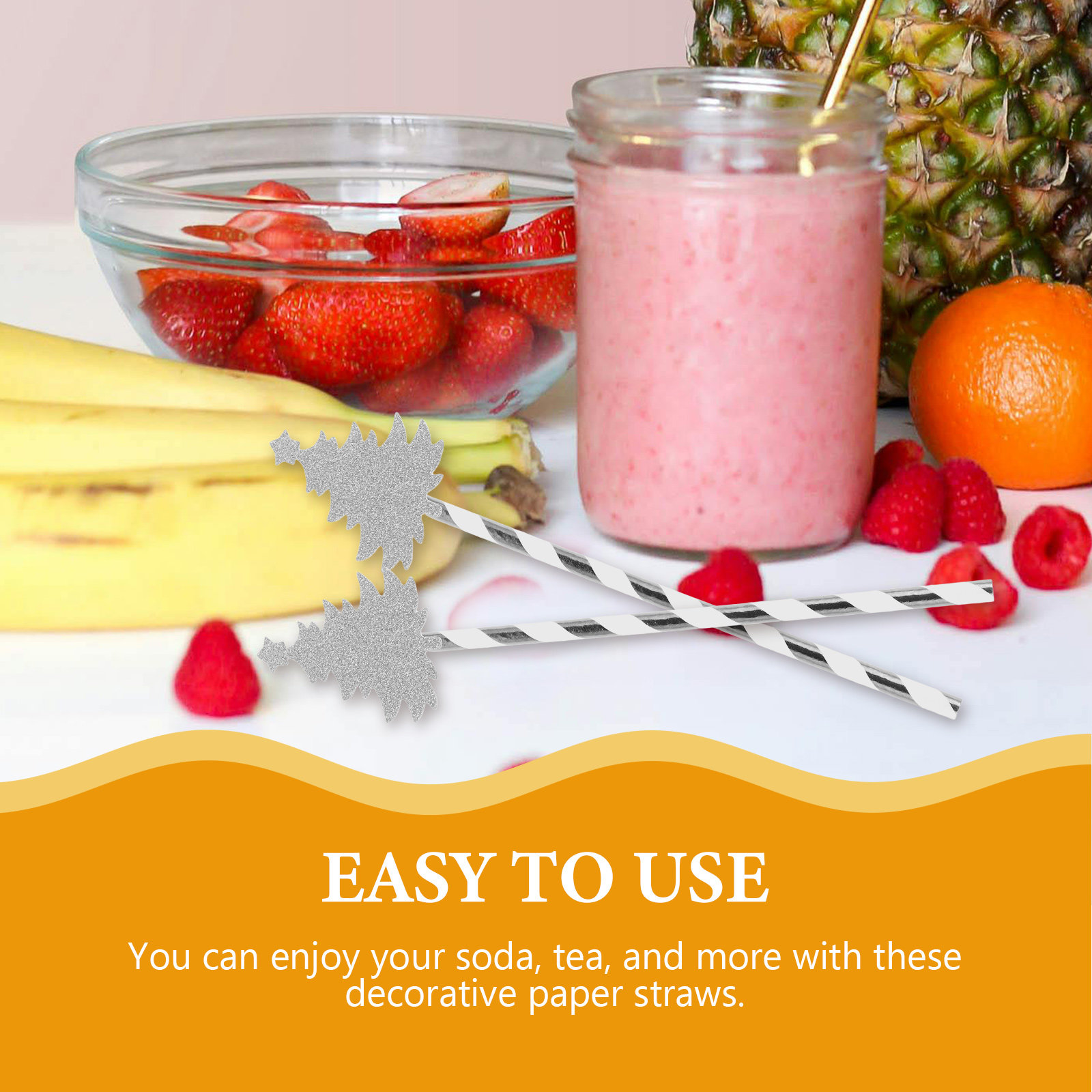 Paper Straw Color - 25 unidades de canudos de papel