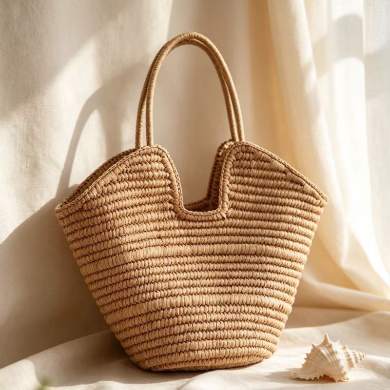 Paper Straw Color - Bolsa de Palha Trançada Estilo Francês