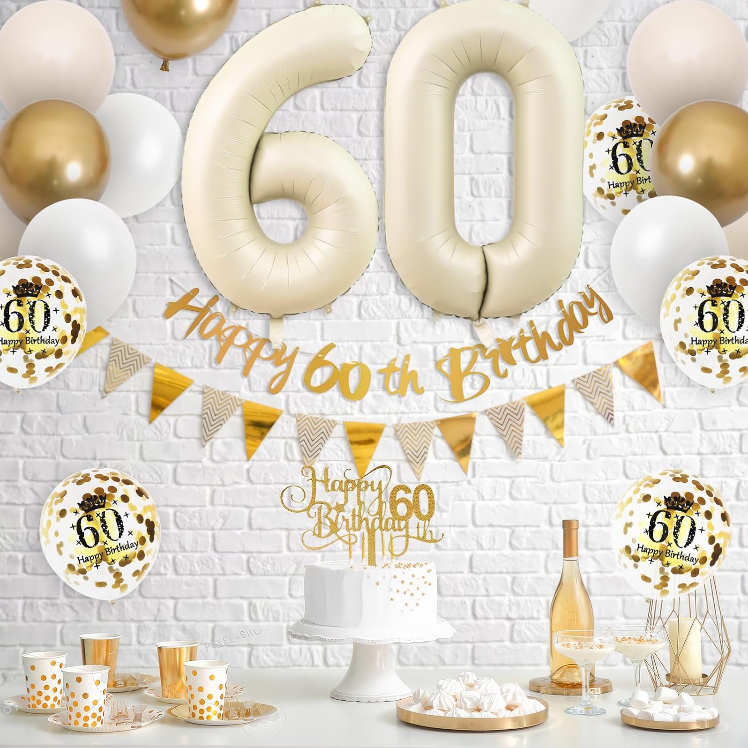 Party Banner Gold - Decorações de Aniversário de 60 Anos