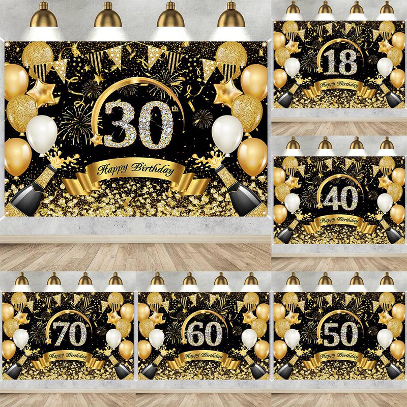Party Banner Gold - Feliz 30o 40o 50o aniversário banners
