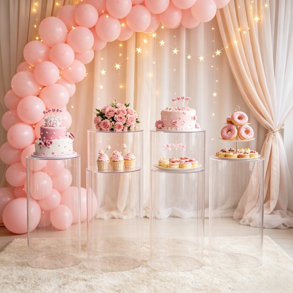 Suportes Cilíndricos Brancos d - Dessert Table Backdrop avaliação e preço